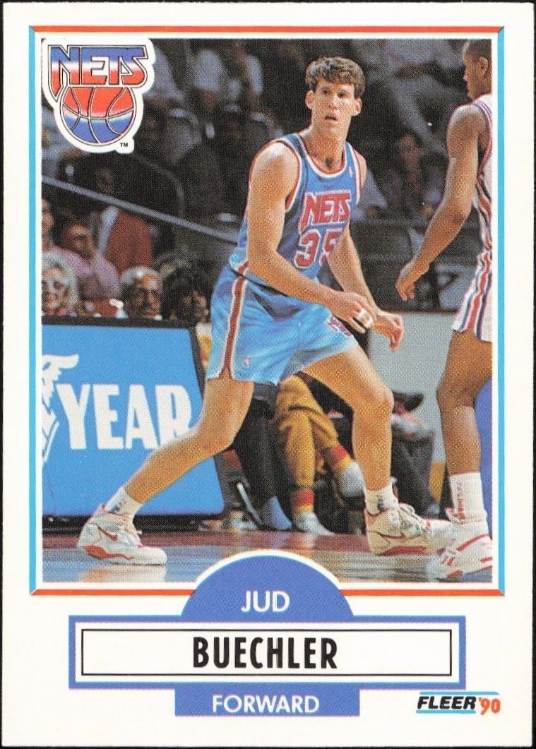 Jud Buechler 1990-91 Fleer Update #U-59 Basketball Trading Card - Front 1990-91 Fleer Update Jud Buechler #U-59 basketball trading card front
