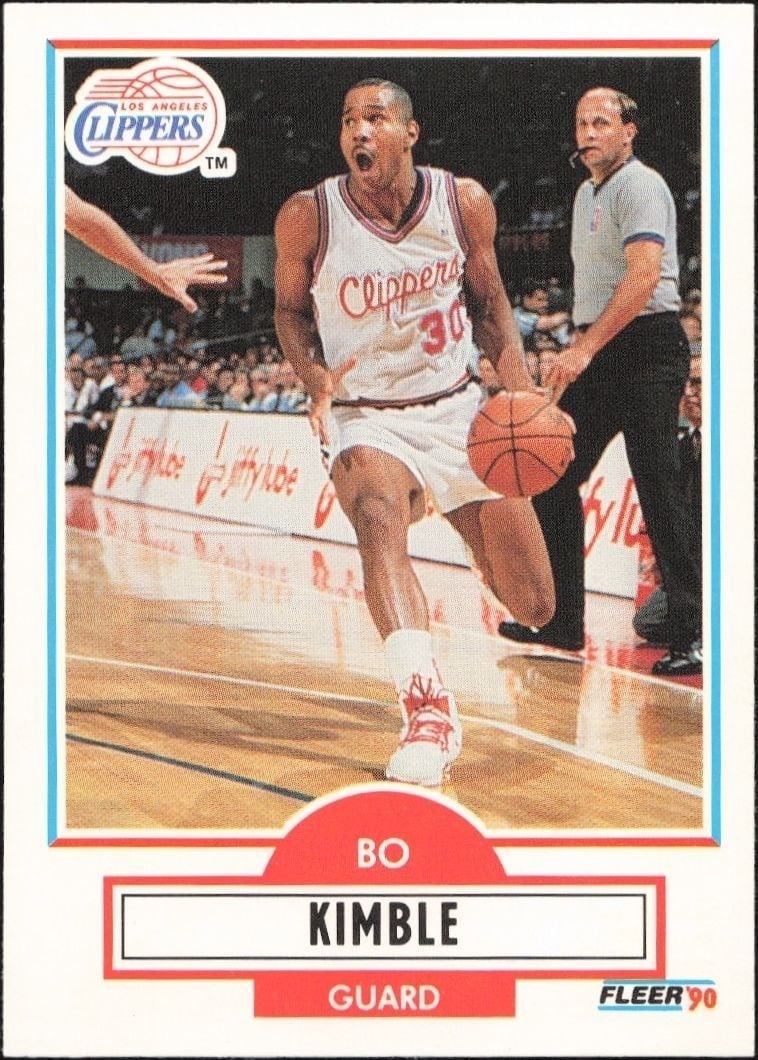 Bo Kimble 1990-91 Fleer Update #U-41 Basketball Trading Card - Front 1990-91 Fleer Update Bo Kimble #U-41 basketball trading card front
