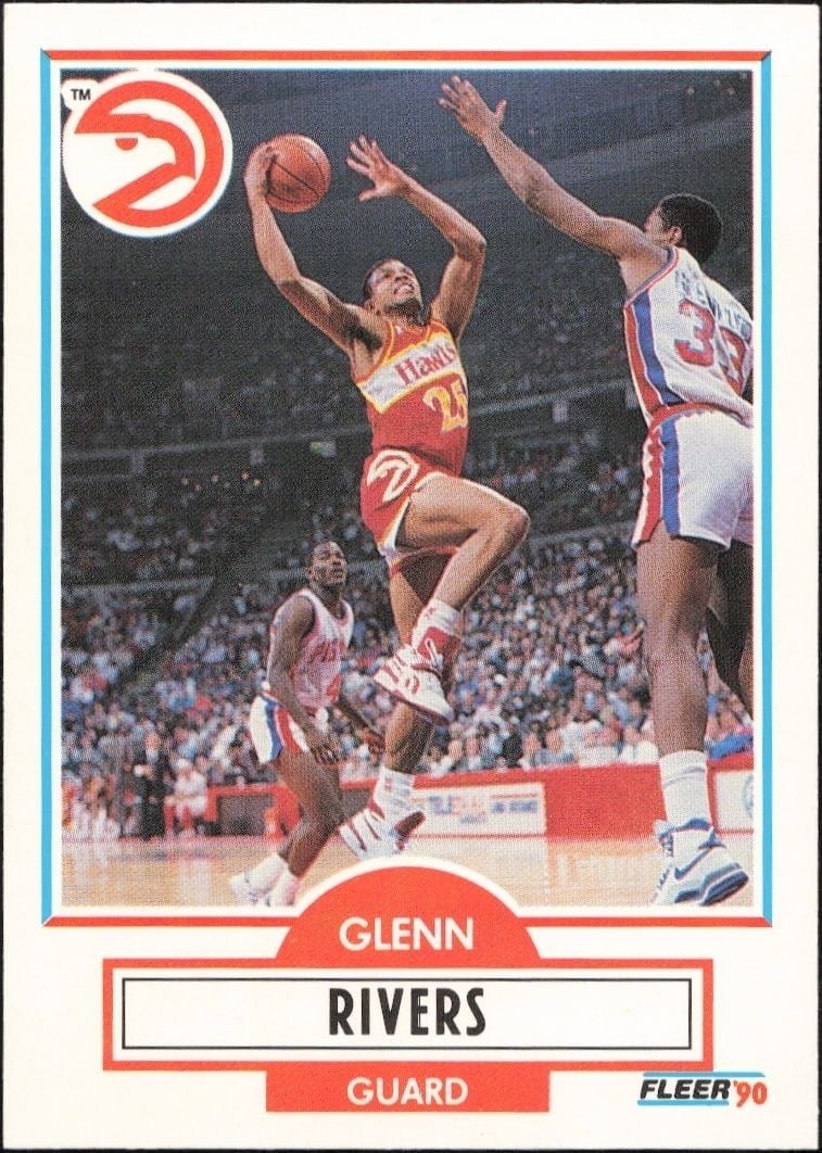 Glenn Rivers 1990-91 Fleer Update #U-3 Basketball Trading Card - Front 1990-91 Fleer Update Glenn Rivers #U-3 basketball trading card front