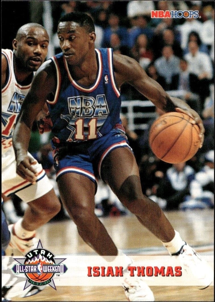 Isiah Thomas 1993-94 Skybox #258 Basketball Trading Card - Front 1993-94 Skybox Isiah Thomas #258 basketball trading card front