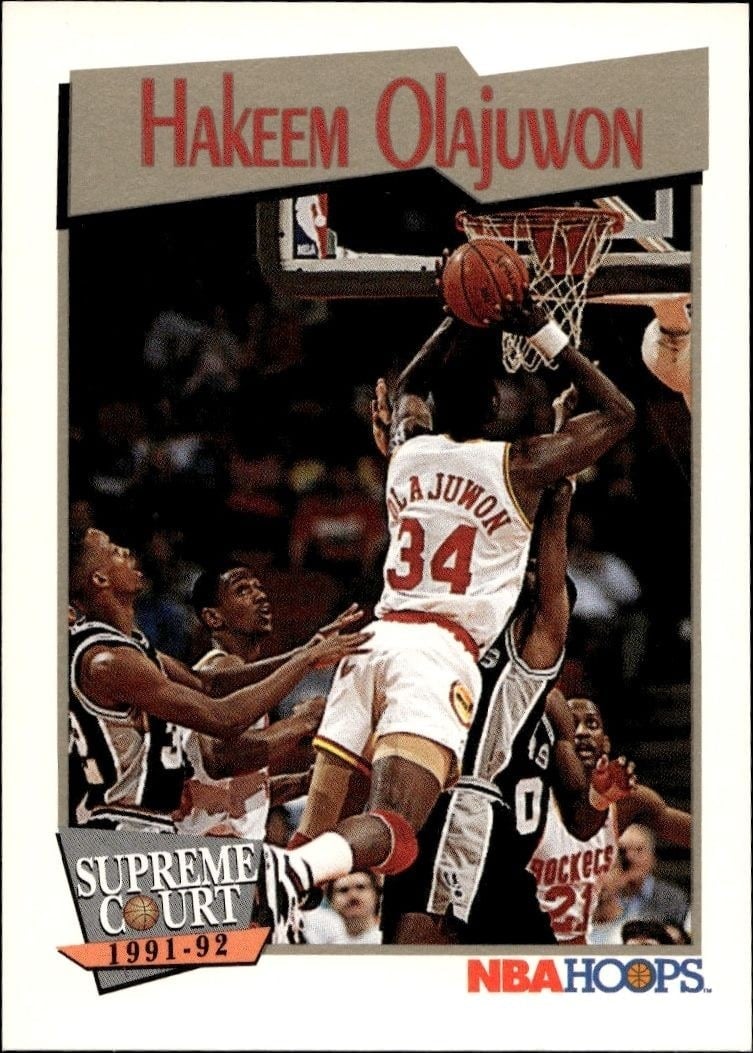 Hakeem Olajuwon 1991-92 Skybox NBA Hoops Series 2 #467 Basketball Trading Card - Front 1991-92 Skybox NBA Hoops Series 2 Hakeem Olajuwon #467 basketball trading card front
