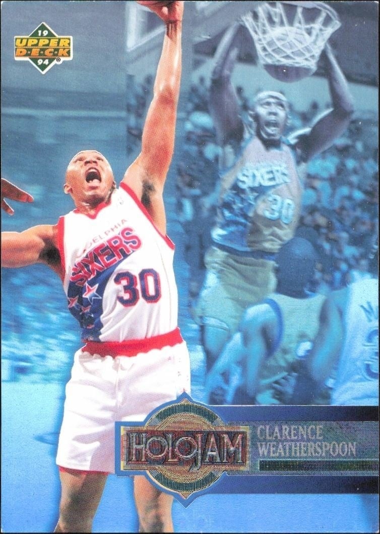 Clarence Weatherspoon 1993-94 Upper Deck Holojam #H20 Basketball Trading Card - Front 1993-94 Upper Deck Holojam Clarence Weatherspoon #H20 basketball trading card front