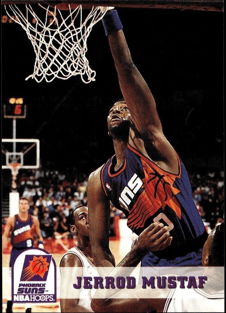 Jerrod Mustaf 1993-94 Skybox NBA Hoops Series 2 #394 Basketball Trading Card - Front 1993-94 Skybox NBA Hoops Series 2 Jerrod Mustaf #394 basketball trading card front