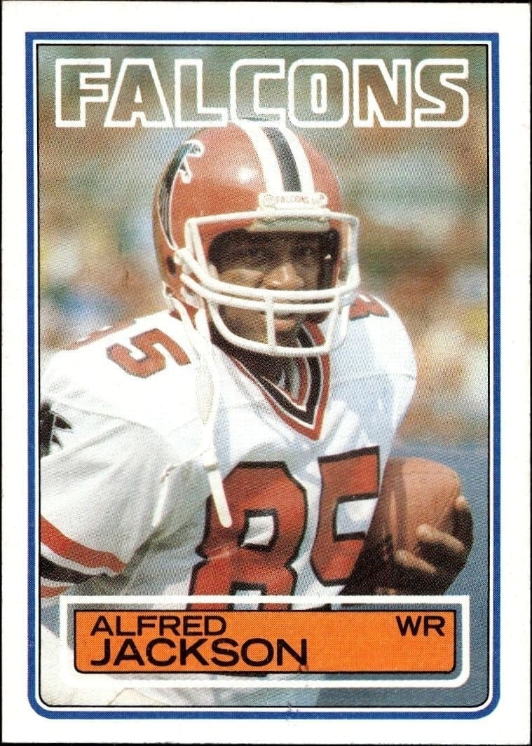 Alfred Jackson 1983 Topps #18 Football Trading Card - Front 1983 Topps Alfred Jackson #18 football trading card front