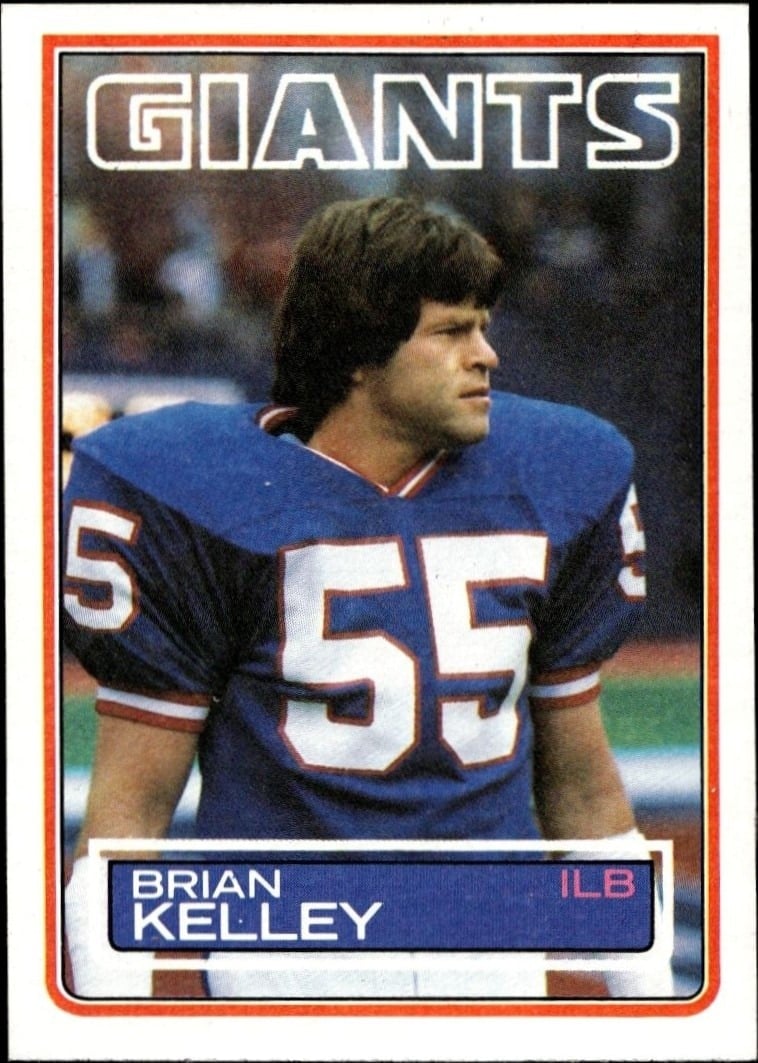 Brian Kelley 1983 Topps #129 Football Trading Card - Front 1983 Topps Brian Kelley #129 football trading card front