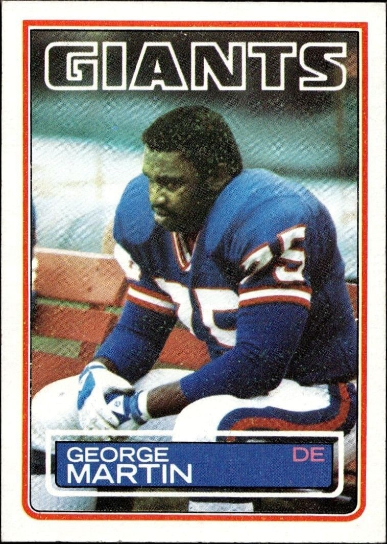 George Martin 1983 Topps #130 Football Trading Card - Front 1983 Topps George Martin #130 football trading card front