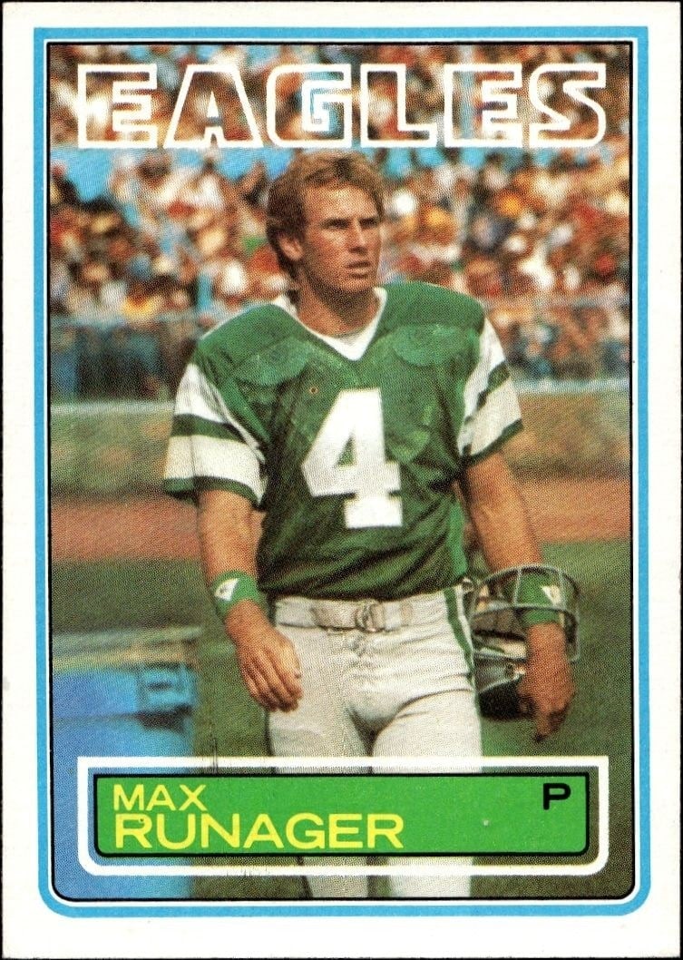 Max Runager 1983 Topps #147 Football Trading Card - Front 1983 Topps Max Runager #147 football trading card front