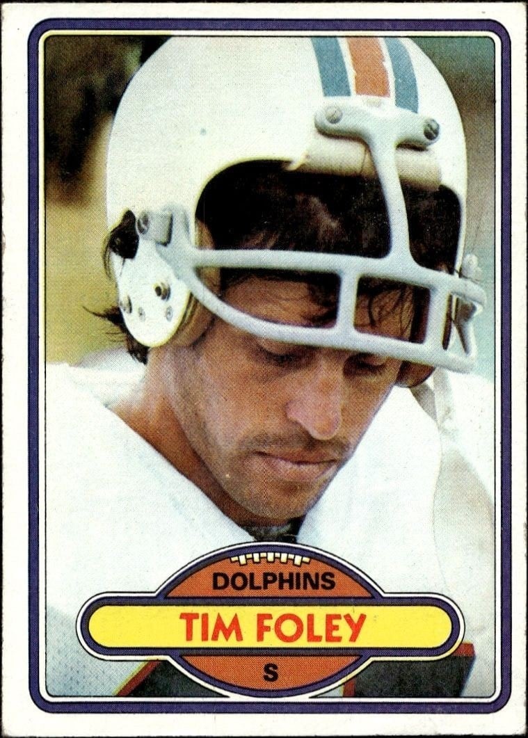 Tim Foley 1980 Topps #221 Football Trading Card - Front 1980 Topps Tim Foley #221 football trading card front
