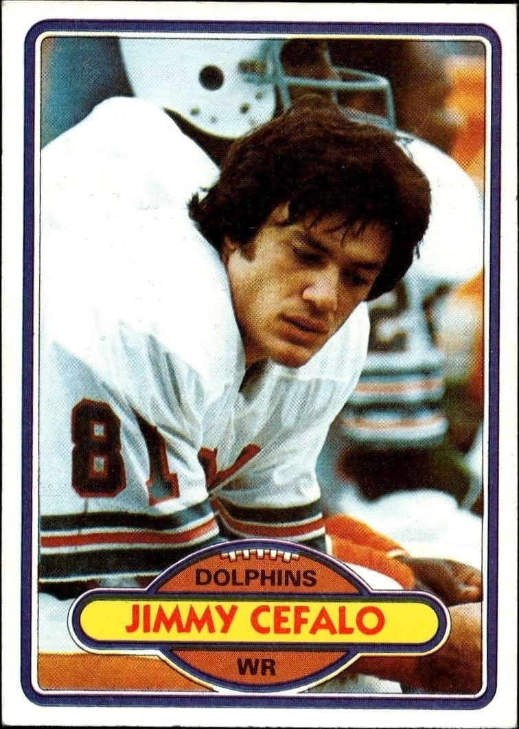 Jimmy Cefalo 1980 Topps #158 Football Trading Card - Front 1980 Topps Jimmy Cefalo #158 football trading card front