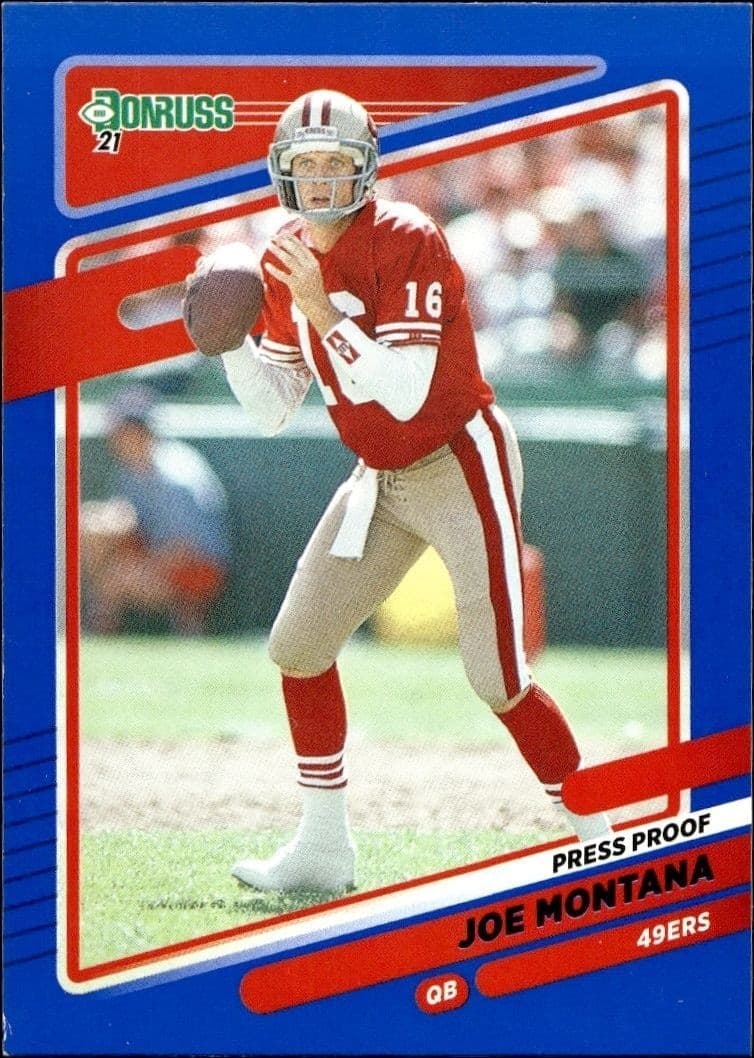 2021 Donruss Blue Joe Montana #57 trading card