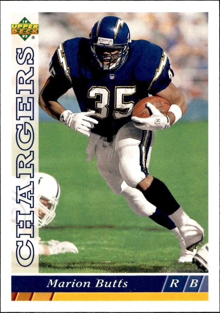Marion Butts 1993 Upper Deck #346 Football Trading Card - Front 1993 Upper Deck Marion Butts #346 football trading card front