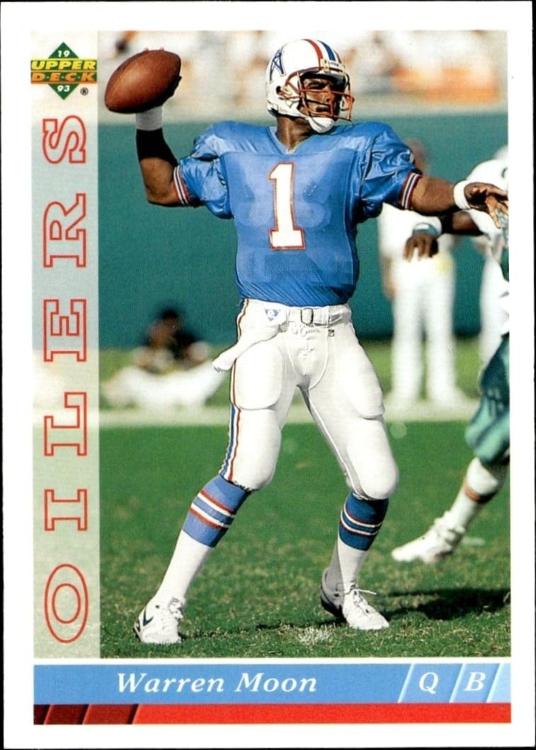 Warren Moon 1993 Upper Deck #308 Football Trading Card - Front 1993 Upper Deck Warren Moon #308 football trading card front