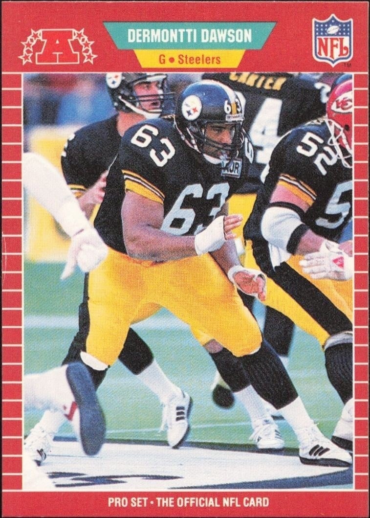 Dermontti Dawson 1989 Pro Set #344 Football Trading Card - Front 1989 Pro Set Dermontti Dawson #344 football trading card front