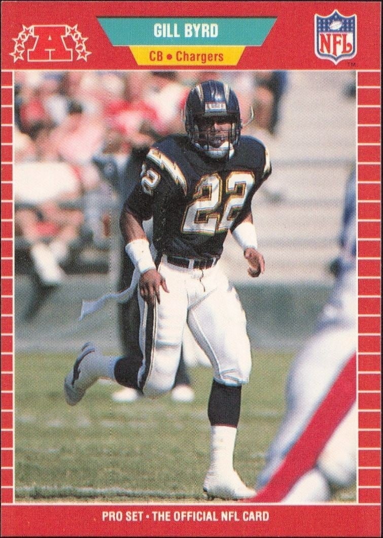 Gill Byrd 1989 Pro Set #358 Football Trading Card - Front 1989 Pro Set Gill Byrd #358 football trading card front