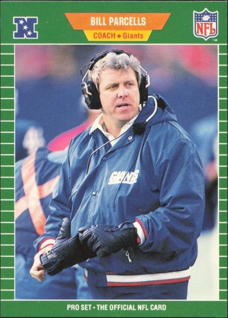 Bill Parcells 1989 Pro Set #293 Football Trading Card - Front 1989 Pro Set Bill Parcells #293 football trading card front