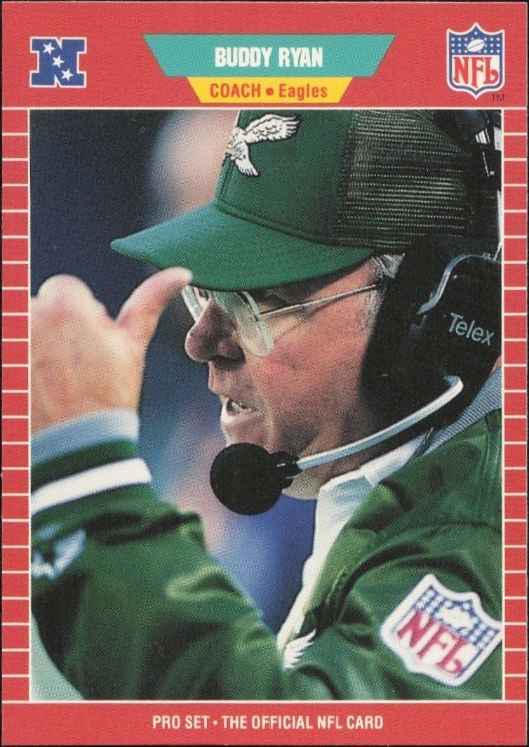 Buddy Ryan 1989 Pro Set #327 Football Trading Card - Front 1989 Pro Set Buddy Ryan #327 football trading card front