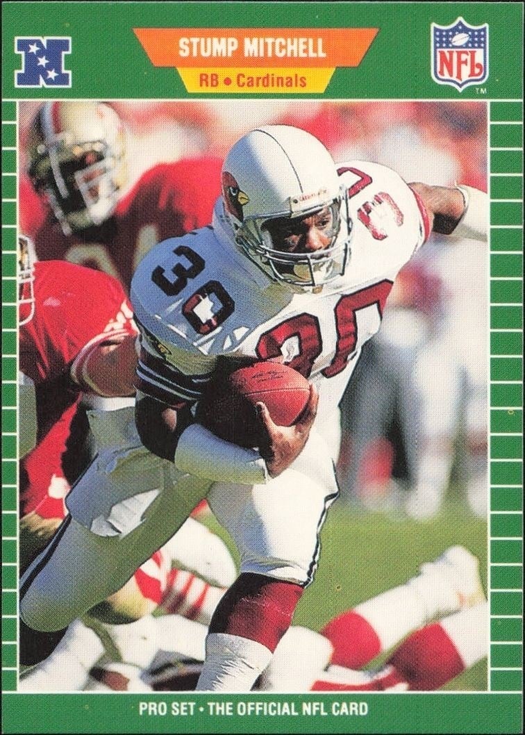Stump Mitchell 1989 Pro Set #333 Football Trading Card - Front 1989 Pro Set Stump Mitchell #333 football trading card front