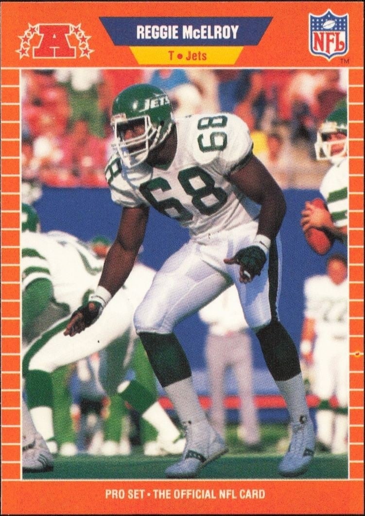 Reggie McElroy 1989 Pro Set #302 Football Trading Card - Front 1989 Pro Set Reggie McElroy #302 football trading card front