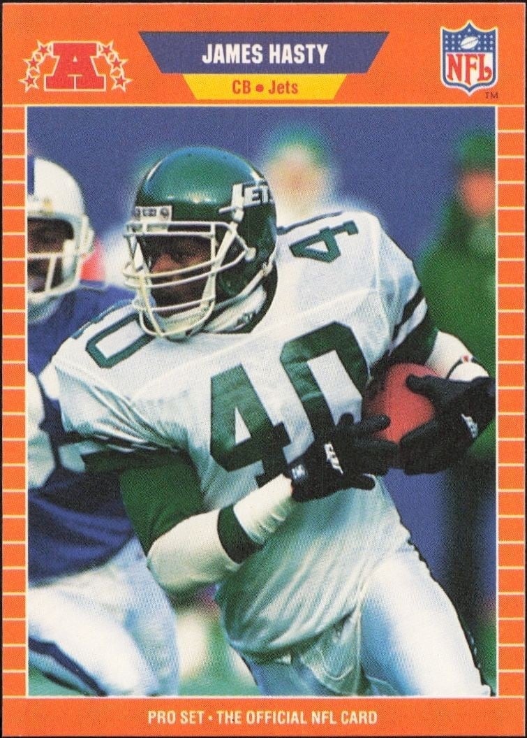 James Hasty 1989 Pro Set #297 Football Trading Card - Front 1989 Pro Set James Hasty #297 football trading card front