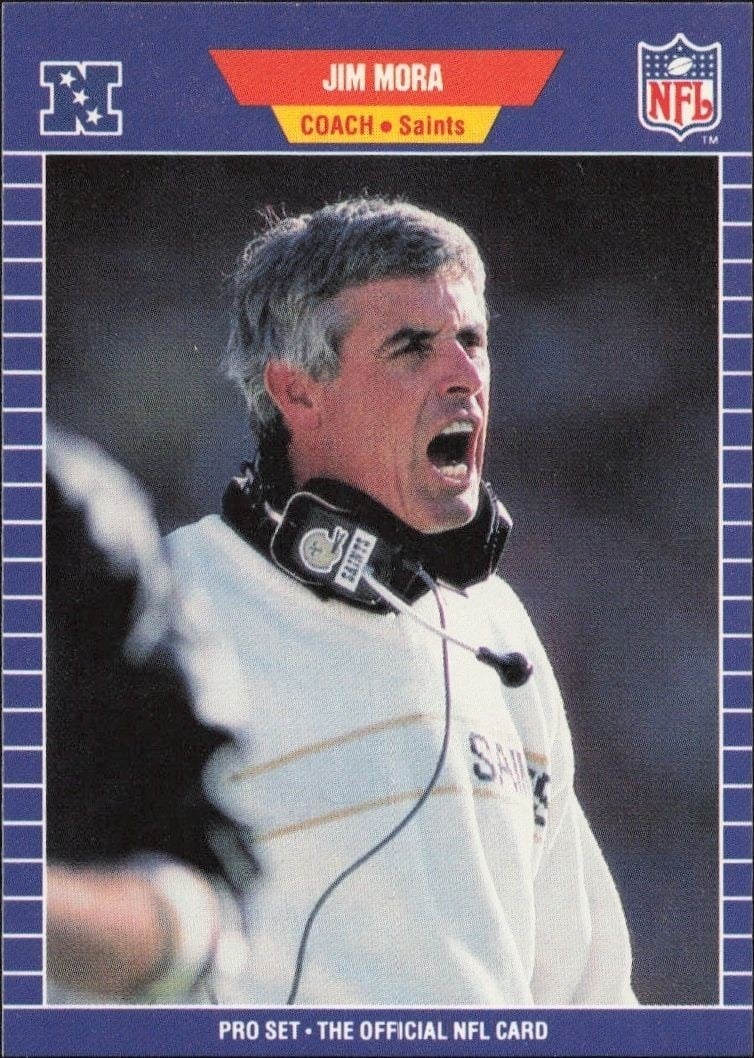 Jim Mora 1989 Pro Set #278 Football Trading Card - Front 1989 Pro Set Jim Mora #278 football trading card front