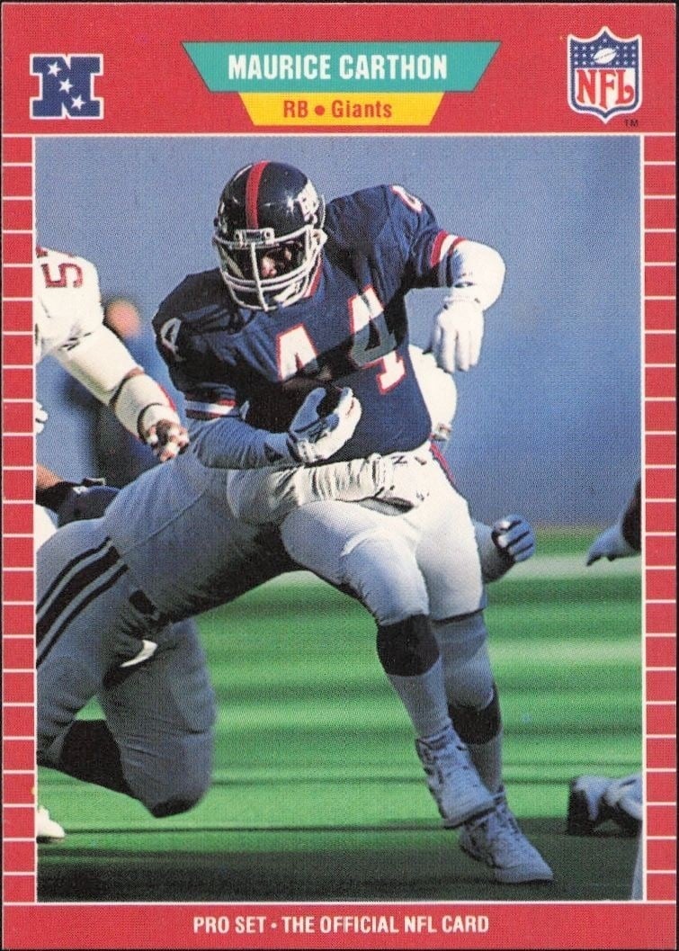 Maurice Carthon 1989 Pro Set #282 Football Trading Card - Front 1989 Pro Set Maurice Carthon #282 football trading card front
