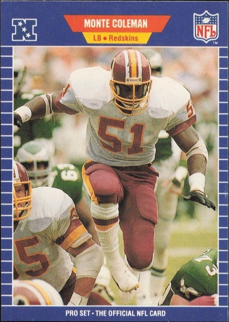 Monte Coleman 1989 Pro Set #425 Football Trading Card - Front 1989 Pro Set Monte Coleman #425 football trading card front