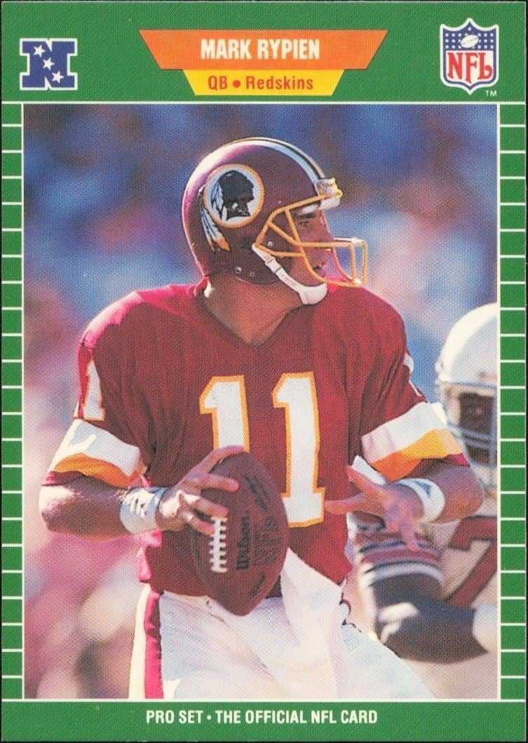 Mark Rypien 1989 Pro Set #434 Football Trading Card - Front 1989 Pro Set Mark Rypien #434 football trading card front