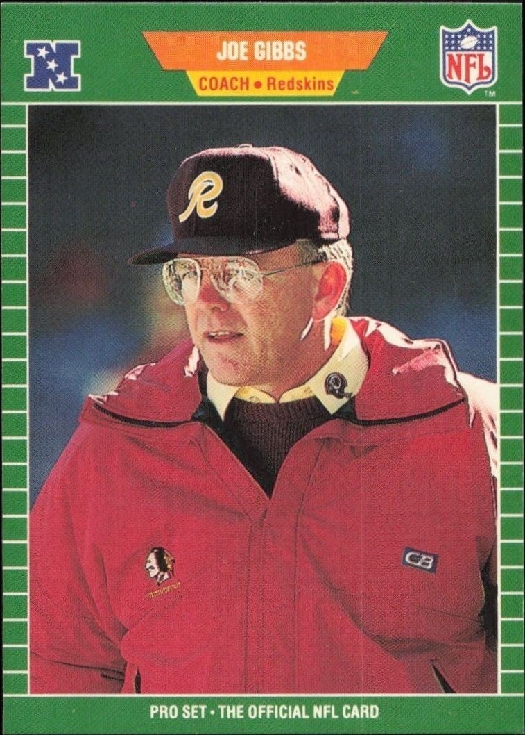 Joe Gibbs 1989 Pro Set #440 Football Trading Card - Front 1989 Pro Set Joe Gibbs #440 football trading card front