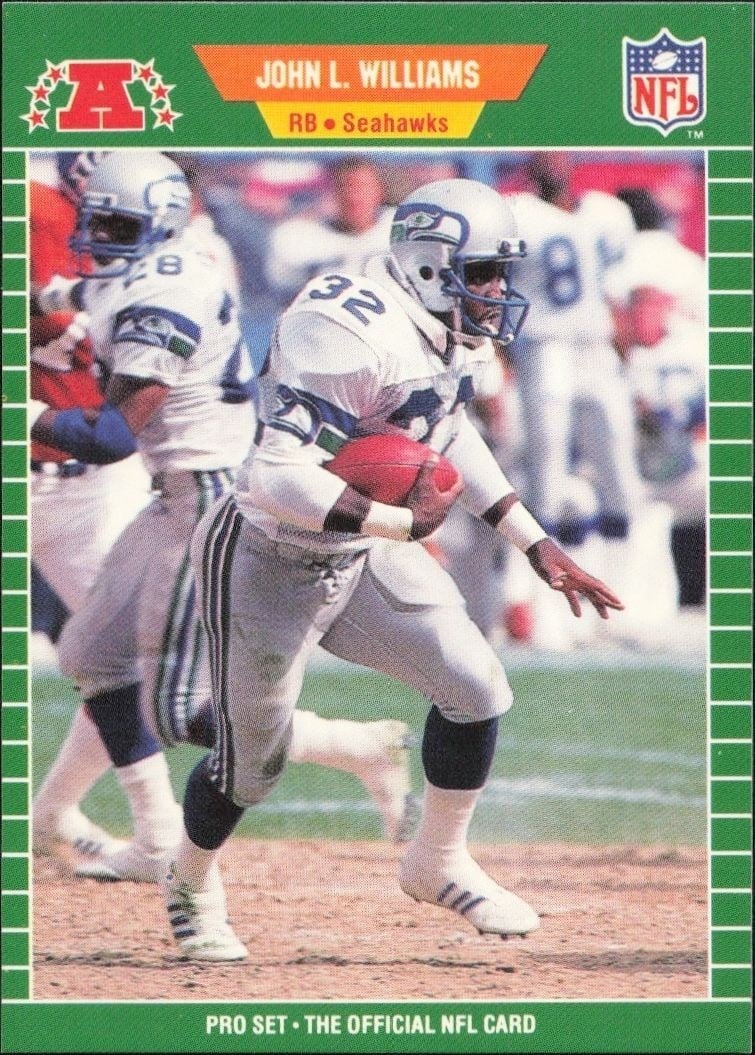 John L. Williams 1989 Pro Set #405 Football Trading Card - Front 1989 Pro Set John L. Williams #405 football trading card front