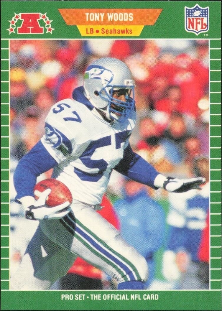 Tony Woods 1989 Pro Set #406 Football Trading Card - Front 1989 Pro Set Tony Woods #406 football trading card front