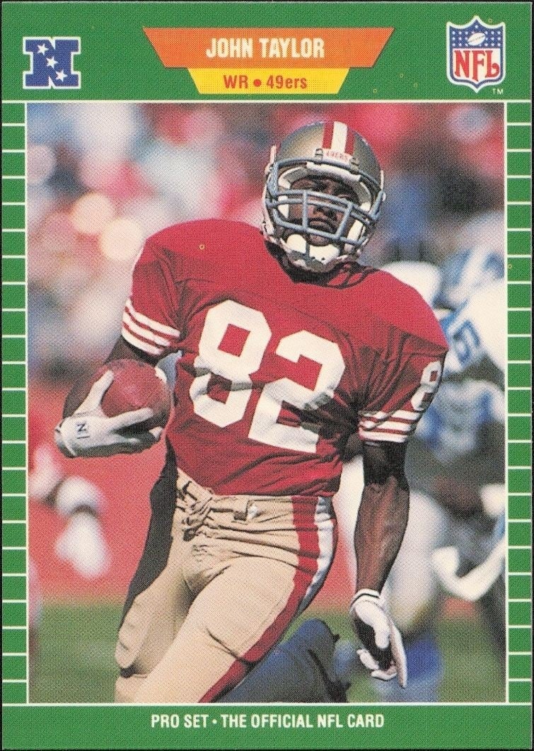 John Taylor 1989 Pro Set #384 Football Trading Card - Front 1989 Pro Set John Taylor #384 football trading card front