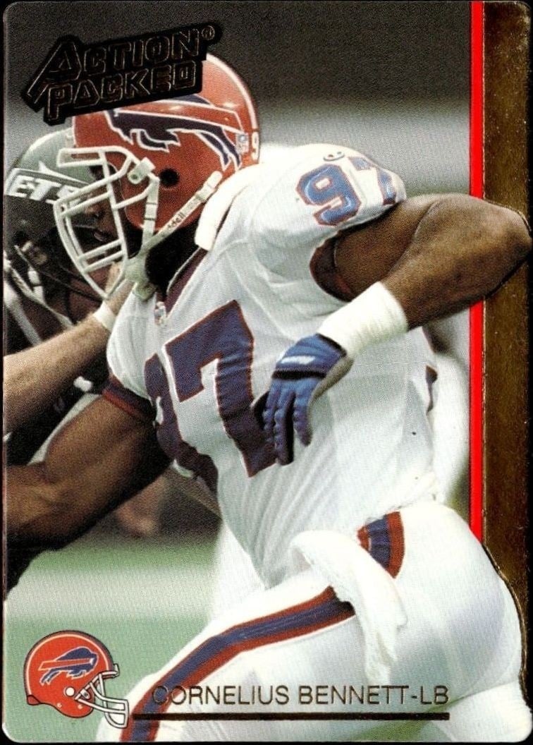 Cornelius Bennett 1992 Action Packed #12 Football Trading Card - Front 1992 Action Packed Cornelius Bennett #12 football trading card front
