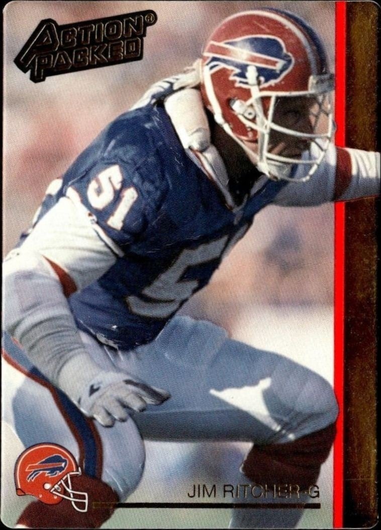 Jim Ritcher 1992 Action Packed #18 Football Trading Card - Front 1992 Action Packed Jim Ritcher #18 football trading card front