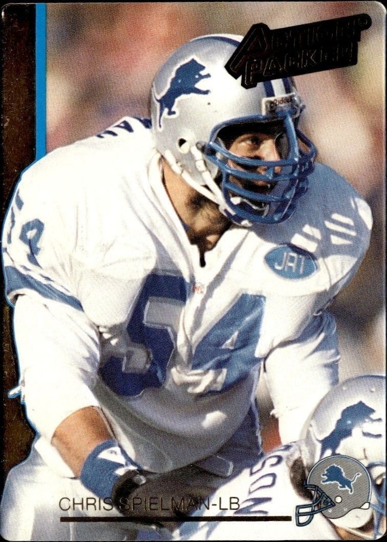 Chris Spielman 1992 Action Packed #77 Football Trading Card - Front 1992 Action Packed Chris Spielman #77 football trading card front