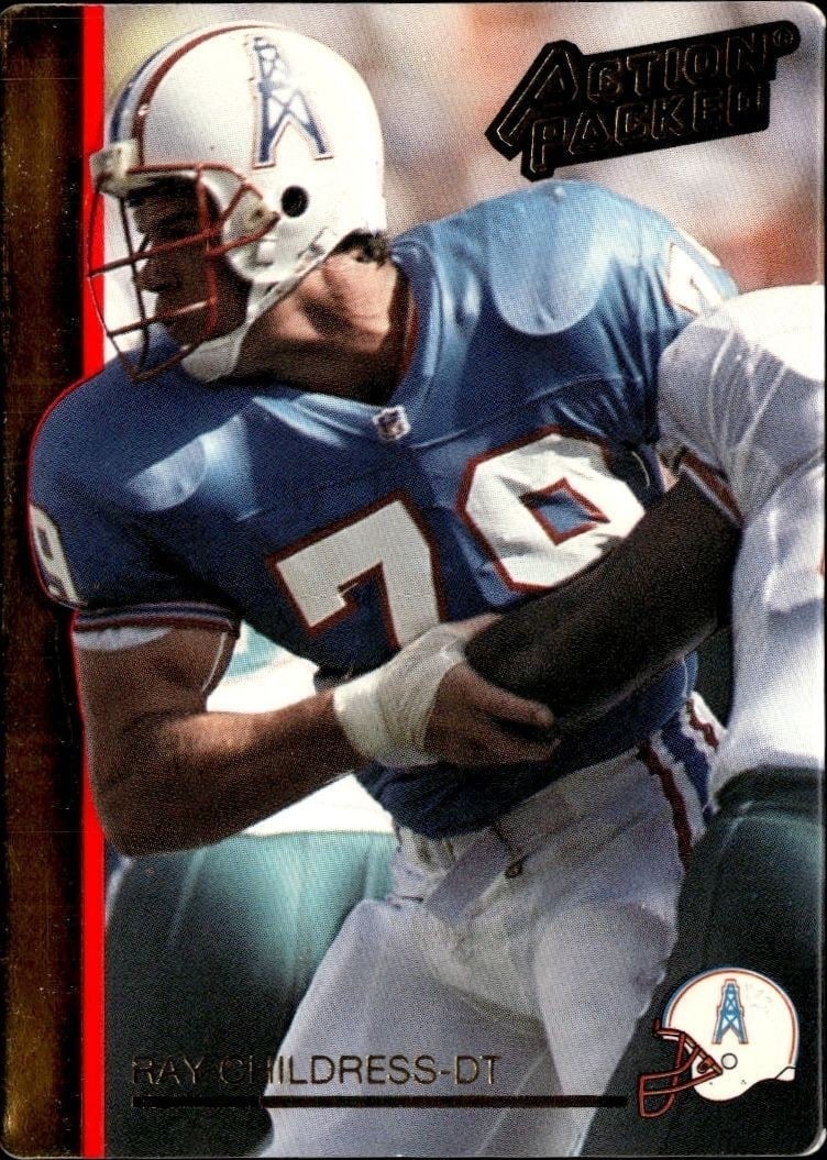 Ray Childress 1992 Action Packed #95 Football Trading Card - Front 1992 Action Packed Ray Childress #95 football trading card front