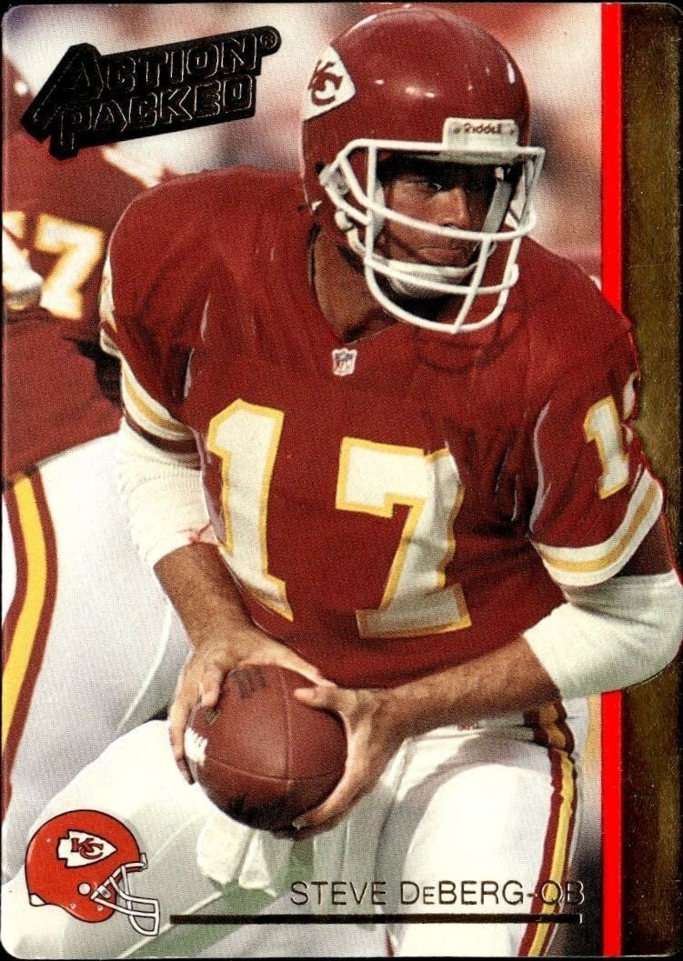 Steve DeBerg 1992 Action Packed #112 Football Trading Card - Front 1992 Action Packed Steve DeBerg #112 football trading card front