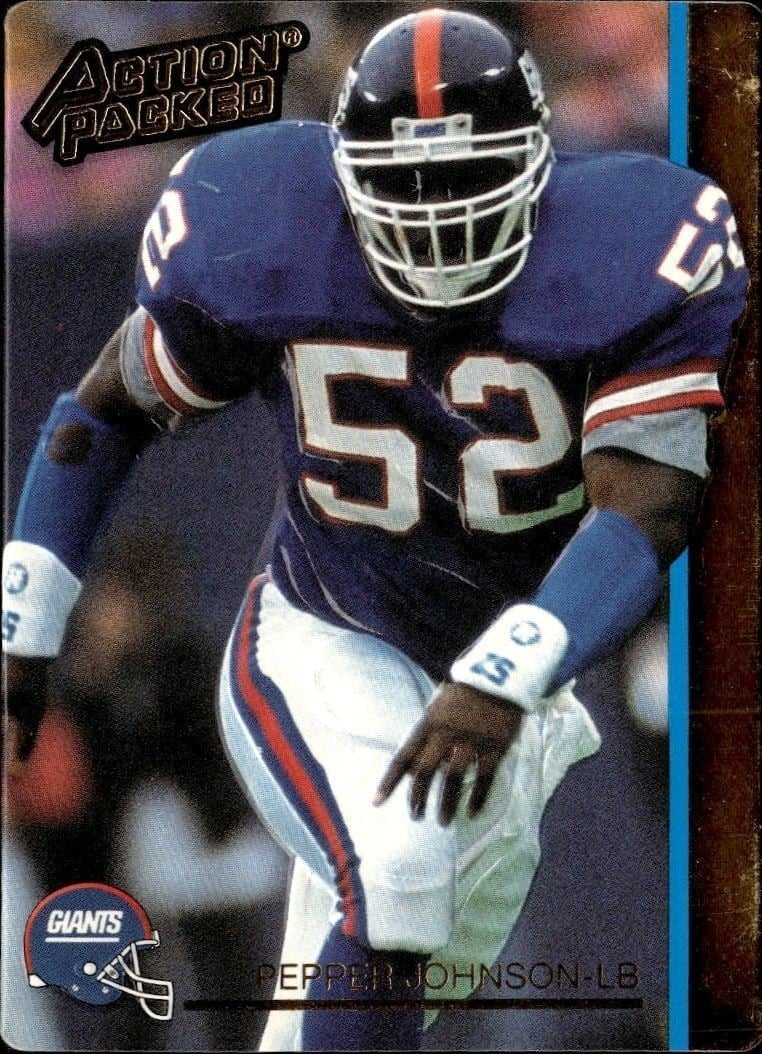 Pepper Johnson 1992 Action Packed #182 Football Trading Card - Front 1992 Action Packed Pepper Johnson #182 football trading card front