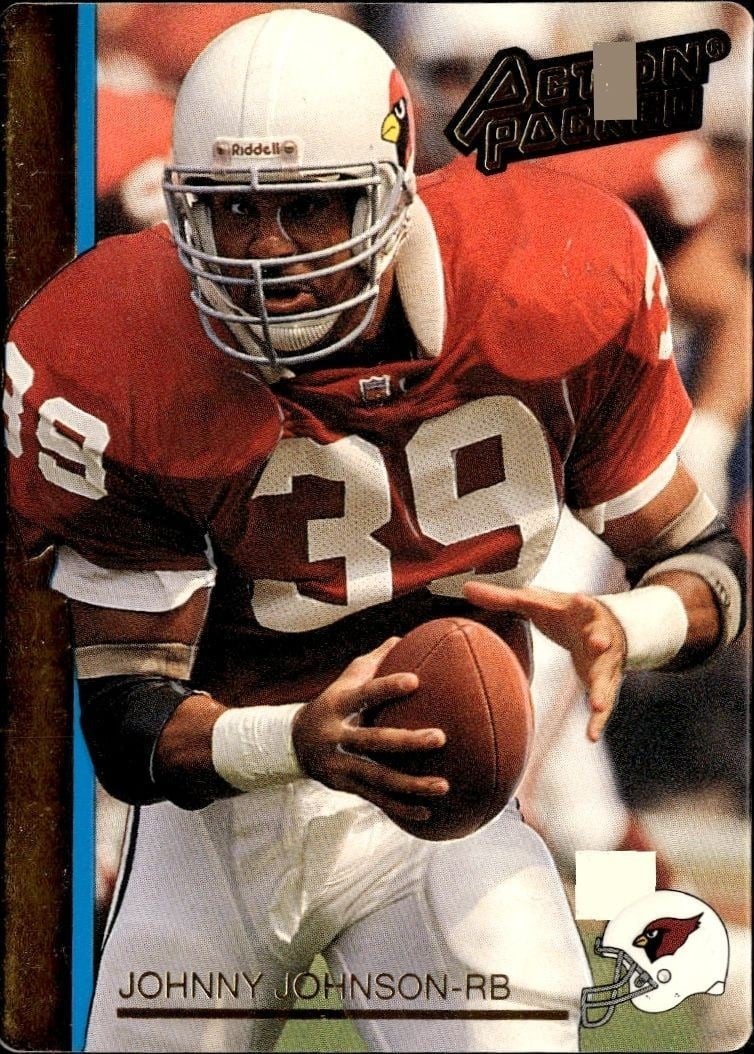 Johnny Johnson 1992 Action Packed #216 Football Trading Card - Front 1992 Action Packed Johnny Johnson #216 football trading card front