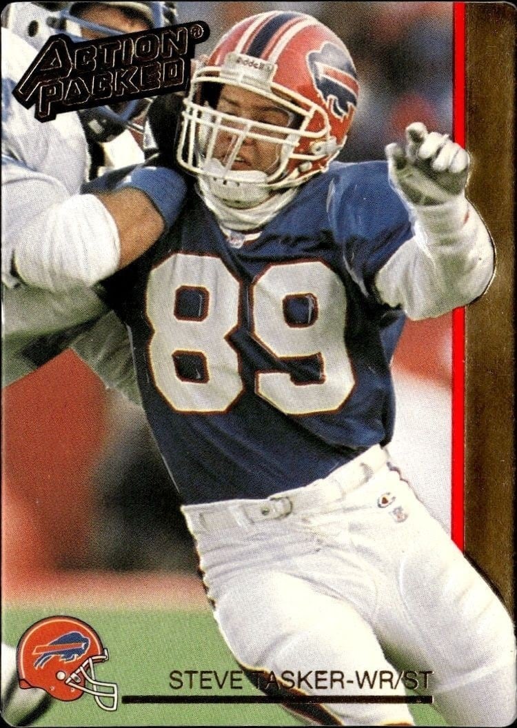 Steve Tasker 1992 Action Packed #11 Football Trading Card - Front 1992 Action Packed Steve Tasker #11 football trading card front