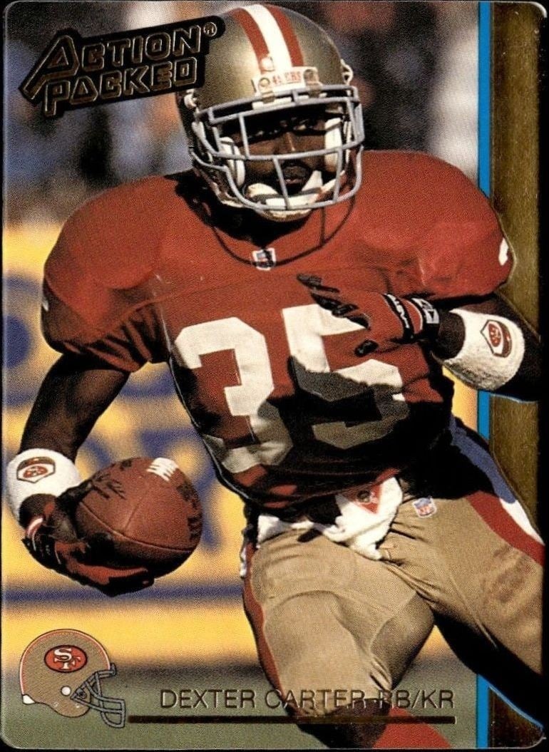 Dexter Carter 1992 Action Packed #245 Football Trading Card - Front 1992 Action Packed Dexter Carter #245 football trading card front