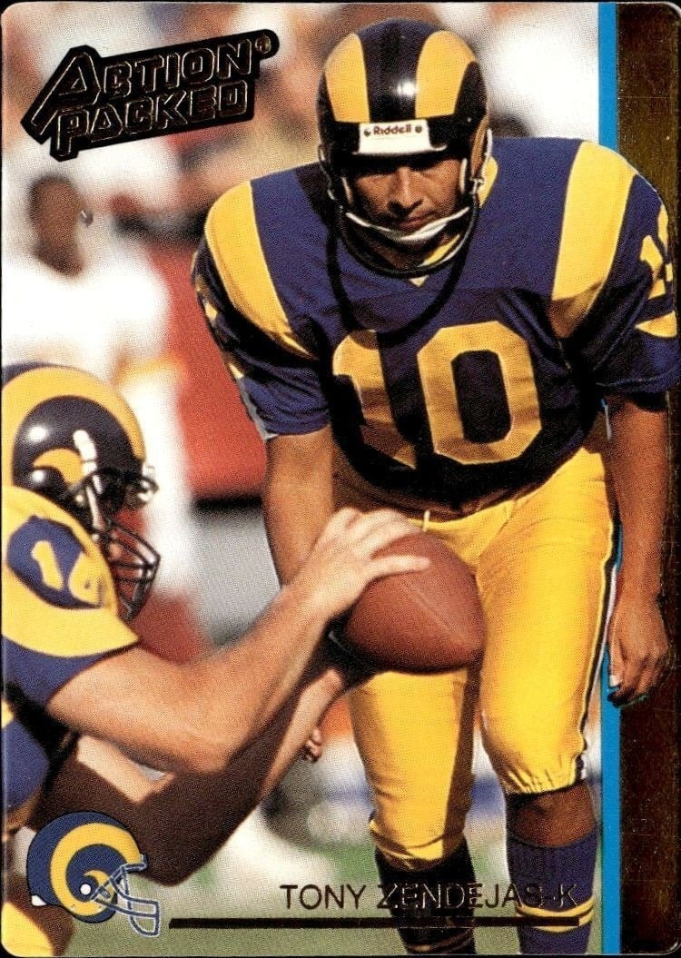 Tony Zendejas 1992 Action Packed #133 Football Trading Card - Front 1992 Action Packed Tony Zendejas #133 football trading card front
