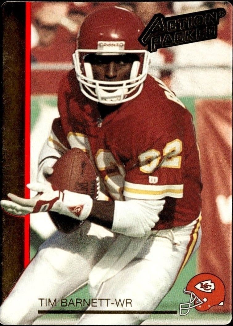 Tim Barnett 1992 Action Packed #119 Football Trading Card - Front 1992 Action Packed Tim Barnett #119 football trading card front