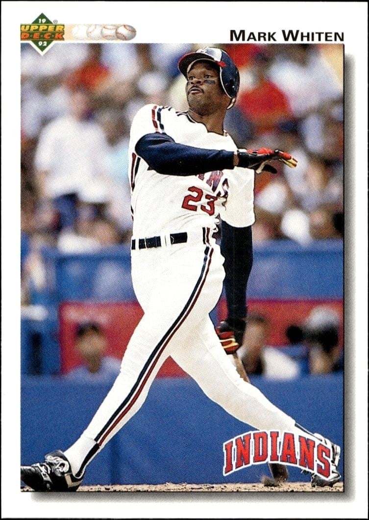 Mark Whiten 1992 Upper Deck #524 Baseball Trading Card - Front 1992 Upper Deck Mark Whiten #524 baseball trading card front
