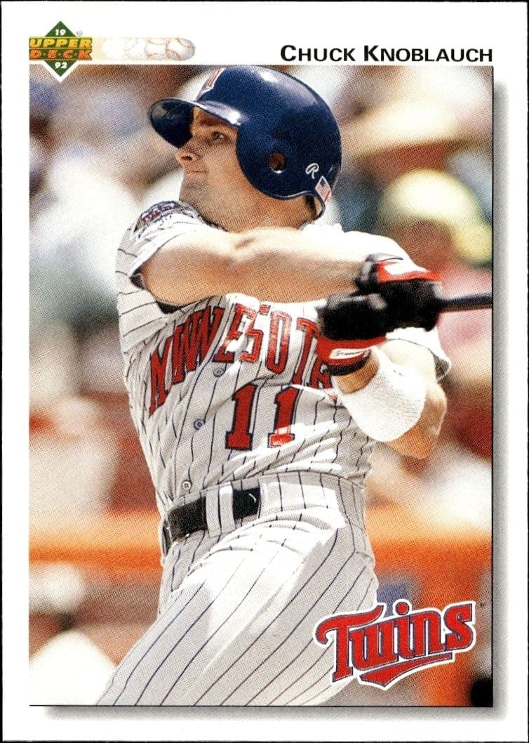 Chuck Knoblauch 1992 Upper Deck #446 Baseball Trading Card - Front 1992 Upper Deck Chuck Knoblauch #446 baseball trading card front