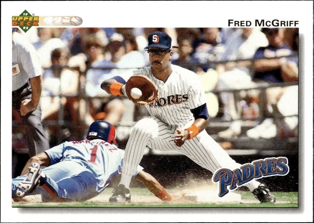 Fred McGriff 1992 Upper Deck #344 Baseball Trading Card - Front 1992 Upper Deck Fred McGriff #344 baseball trading card front