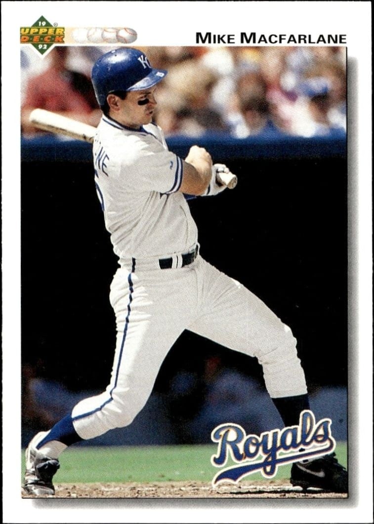 Mike Macfarlane 1992 Upper Deck #497 Baseball Trading Card - Front 1992 Upper Deck Mike Macfarlane #497 baseball trading card front