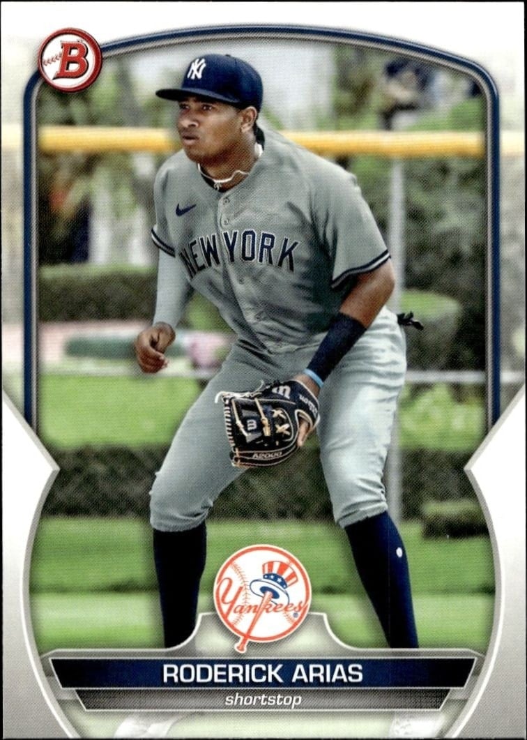 Roderick Arias 2023 Bowman #BP-135 Baseball Trading Card - Front 2023 Bowman Roderick Arias #BP-135 baseball trading card front