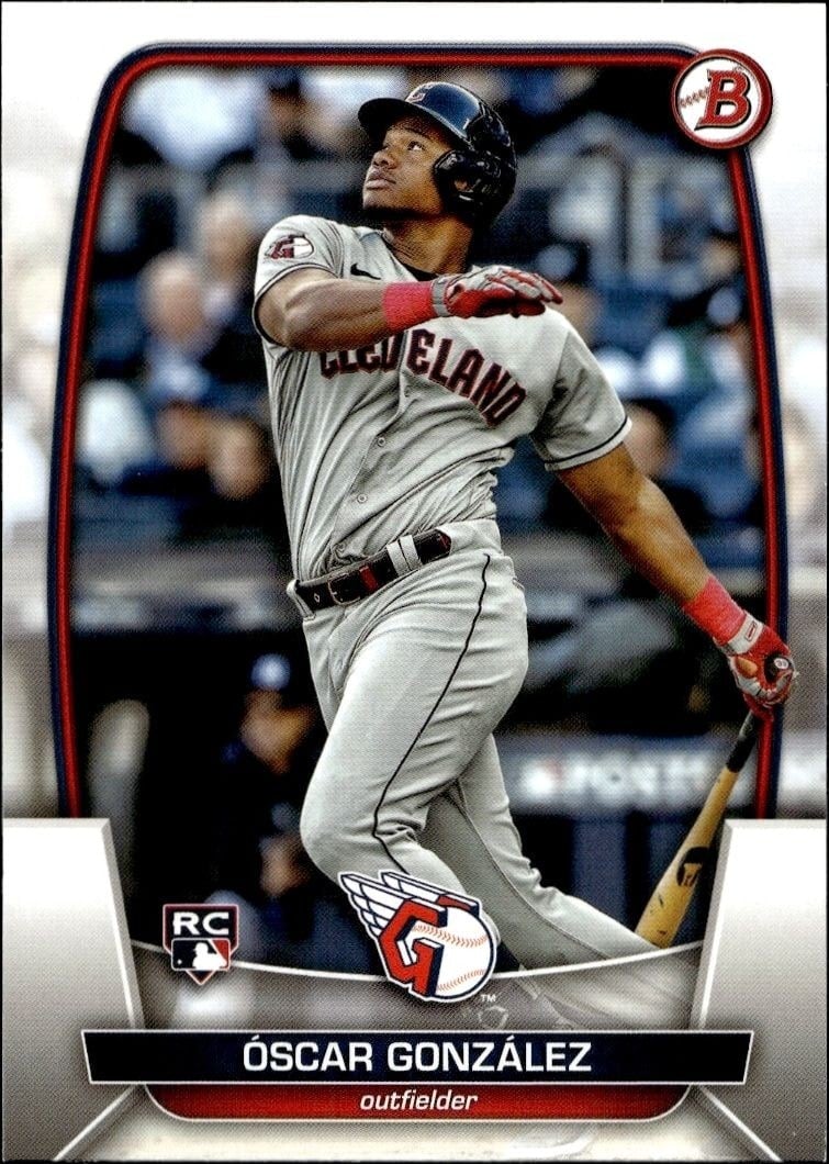Oscar Gonzalez 2023 Bowman #62 Baseball Trading Card - Front 2023 Bowman Oscar Gonzalez #62 baseball trading card front