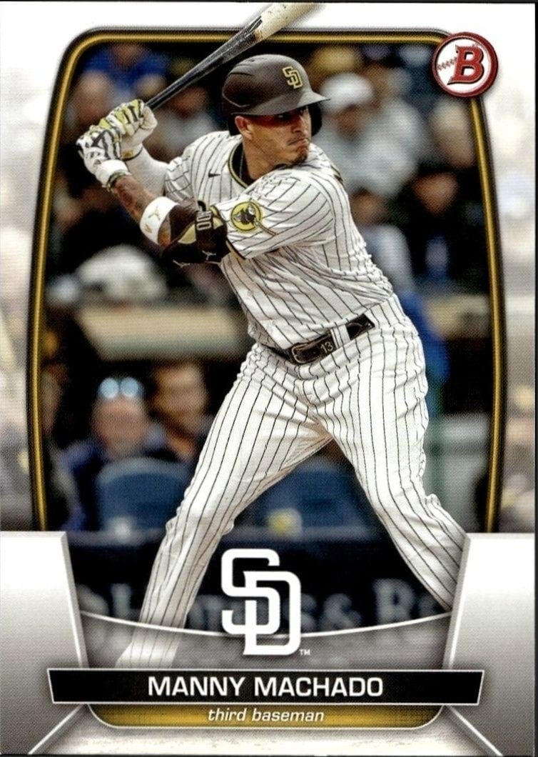 Manny MacHado 2023 Bowman #45 Baseball Trading Card - Front 2023 Bowman Manny MacHado #45 baseball trading card front