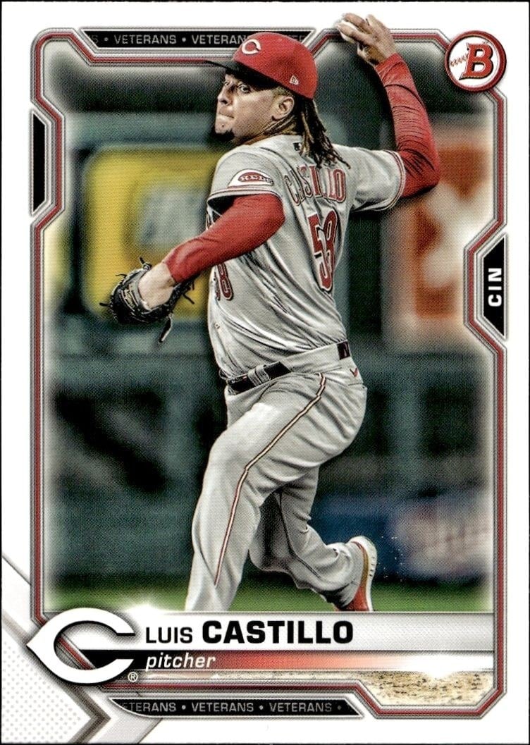 Luis Castillo 2021 Bowman #55 Baseball Trading Card - Front 2021 Bowman Luis Castillo #55 baseball trading card front
